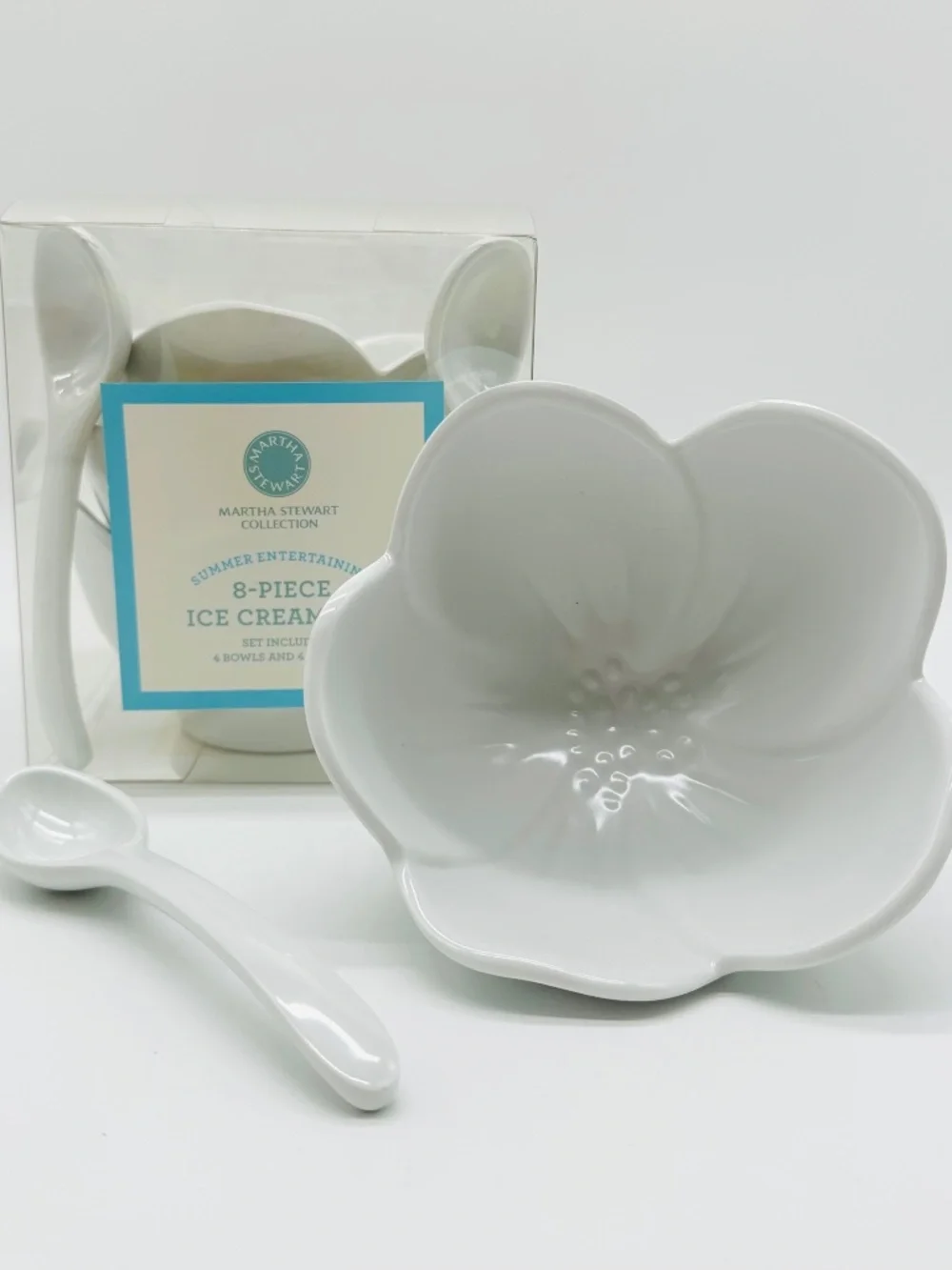 Martha Stewart Collection Summer Entertaining 8-Piece Ice Cream Set White